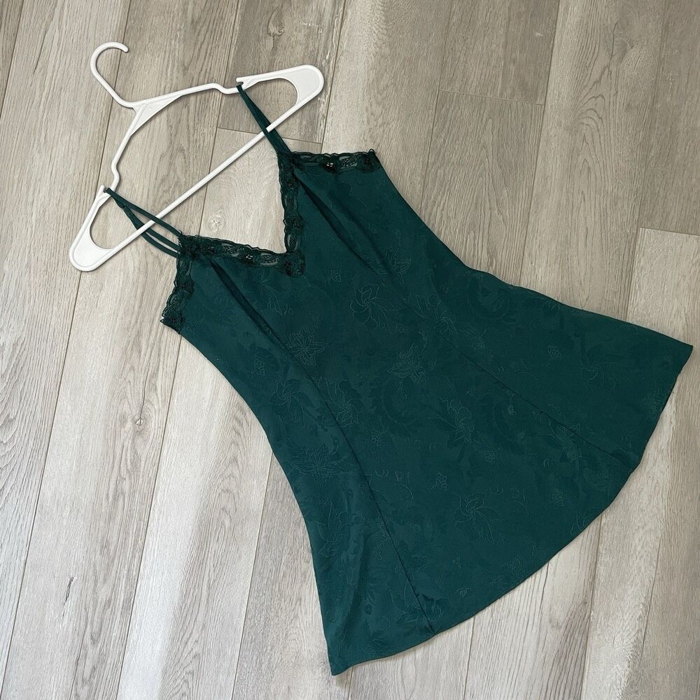 Victorias Secret Dress floral lace slip womens Green (xsmall) gold label vintage